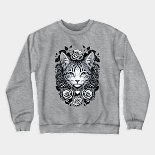 A cat with roses. Crewneck Sweatshirt